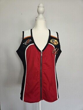 Harley-Davidson Women’s L Racing Zip Vest Red Black Embroidered Biker 2011